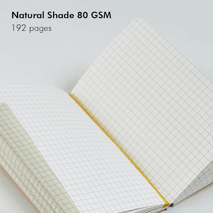 myPAPERCLIP Executive Series A5 Checks/Square Grid Notebook | 192 Pages, 80 GSM, Soft Cover, A5 (5.83 x 8.27 in) | Flat Lay | Bookmark, Elastic Closure & Back Pocket | Yellow