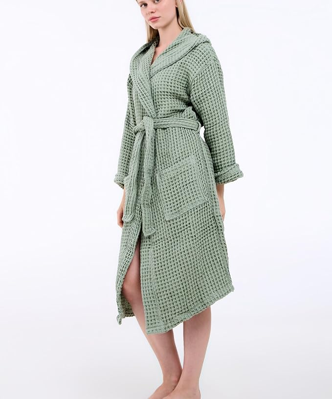 100% Turkish Cotton Waffle Bathrobe for Women