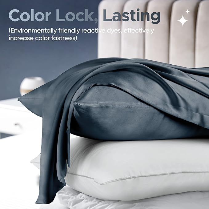 100% Pure Mulberry Silk Pillowcase for Hair and Skin - Allergen Resistant Dual Sides,600 Thread Count Silk Bed Pillow Cases with Hidden Zipper,1pc,Queen Size,Space Grey