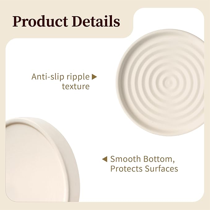 Diatomite Soap Holder 4.8 in Natural Diatomaceous Earth Absorbent Tray Quick Dry Water Ripple Soap Dish (Beige)