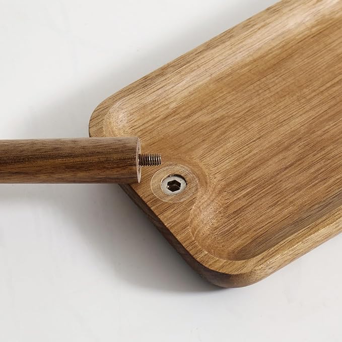 Solid Acacia Wood Key Tray and Bowl for Entryway Table - Jewelry Tray With 3 Hooks, Open Storage for Wallet, Glasses, Watches, Lipstick (Acacia, small)