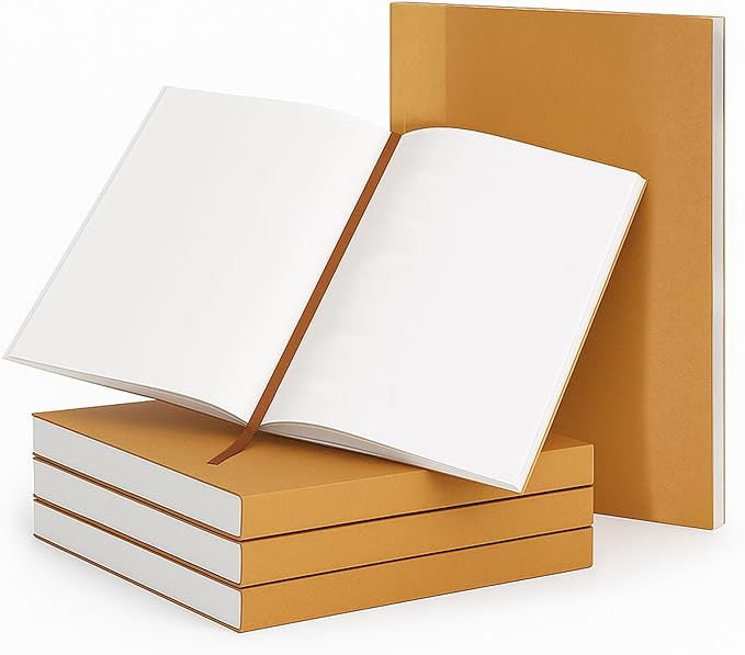 moonster Blank Journal Notebook Paper - A5 Journal Refill - for Refillable Leather Journal - Premium Milled Inserts Blank Sketch Book, Unlined Notepad 8.25 x 5.8 Inch, with 320 Pages 70gsm & Bookmark