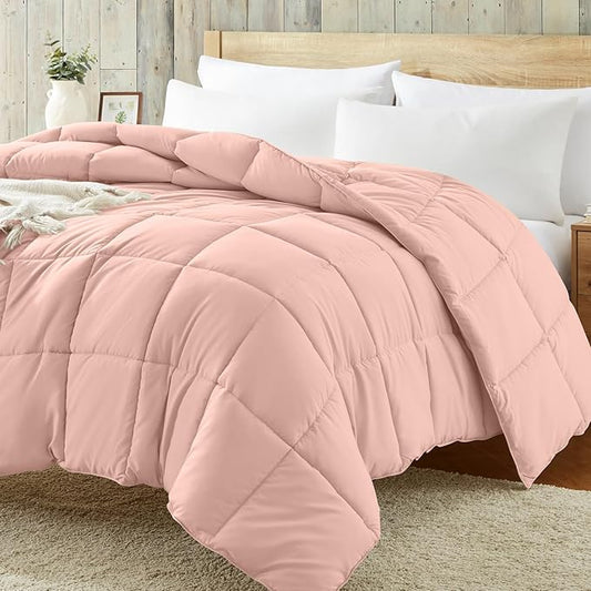 Homelike Moment Comforters Queen Size - Pink Duvet Insert Down Alternative Bed Queen Comforter, Lightweight Bedding Comforters Full Size Quilted Soft All Season Solid Pink