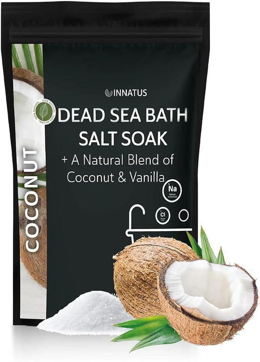 Dead Sea Soothing Bath Salt Soak with 21 Minerals – Relaxing, Detoxifying, and Nourishing for Skin – 14oz, Infused with Natural Oils – Rejuvenate Mind & Body. (Coconut)