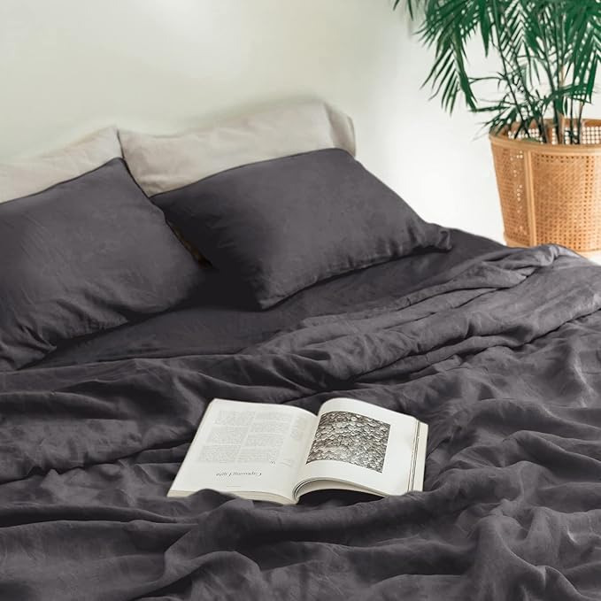 Baloo 100% French Linen Duvet Cover for Weighted Blanket (Charcoal - 60"x80" - Full/Queen Size) | Cooling, Soft & Durable | Certified European Flax® | for Baloo 15 & 20lbs Weighted Blanket