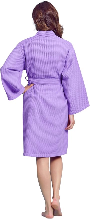 Soft Touch Linen Women's Kimono Waffle Robe-Luxurious & Absorbent & Quick Dry-Cotton & Polyester Blend