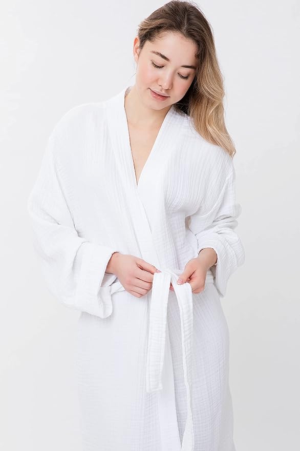 Woven Stories Cocoon Cotton Waffle Luxury Light Chic Robe For Women and Men