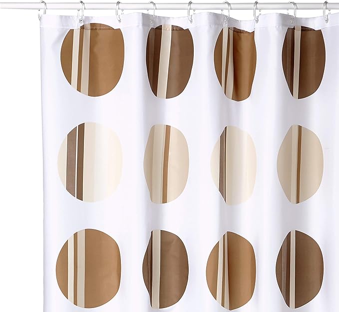 Kleine Wolke Point PVC Free Fabric Shower Curtain 70.9x78.7in [180x200cm] (Toffee)