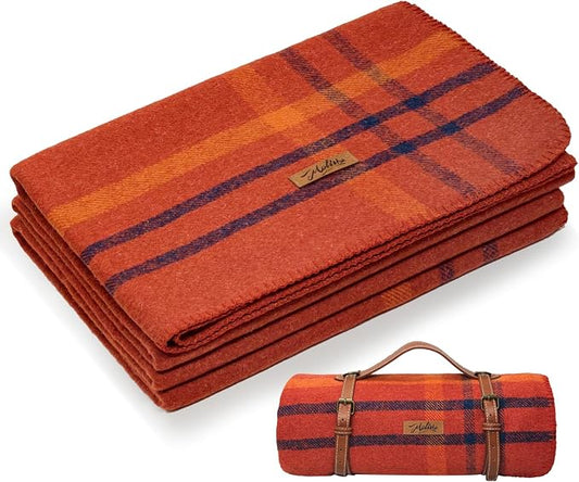 Molithe 100% Wool Blanket, 62" x 86", Warm, Thick, Washable, Military | Great for Camping, Outdoors, Sporting Events, Survival Kits Lava Falls