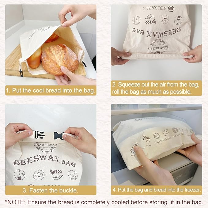 Reusable Beeswax Bread Bags for Sourdough: XL Eco-Friendly Fresh Food Storage (13x17in, 2 Pack) | Moisture Lock, Sustainable Homemade Bread Preservation