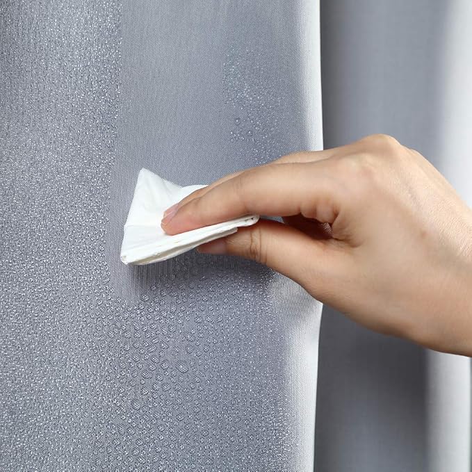 Gray Waterproof Shower Curtain Liner 70x74 Inches - Thick Polyester Fabric with Weighted Bottom, Heavy Duty Bathroom Liner for Shower Stall or Tub, Machine Washable