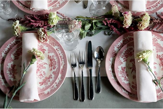 Huddleson Pink Linen Napkin 20x20 (Set of Four) Luxury Italian Linen Napkin Sewn in US