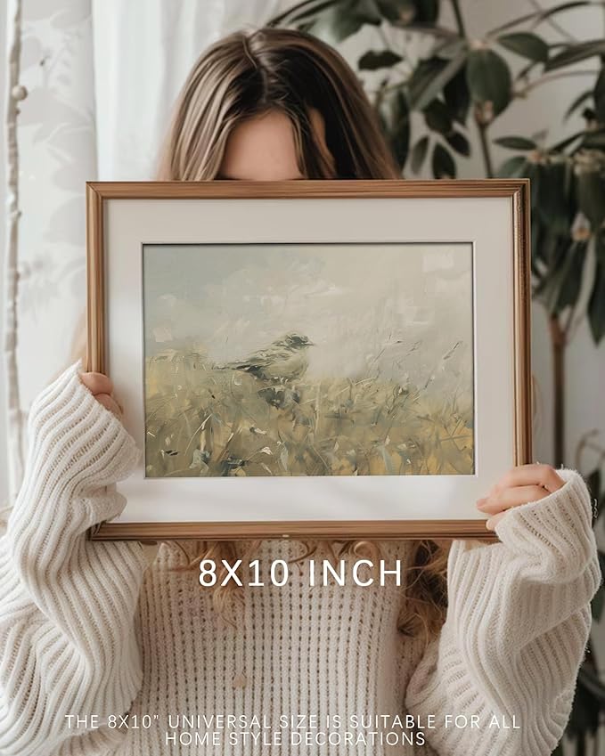 Vodefoad Little Bird Retro Vintage Canvas Wall Art Bird Painting Retro Canvas Wall Art Neutral Farmhouse Decor Blurred Landscape Animal Oil Painting Decor Rustic Nature Canvas Prints Antique Neutral Landscape Oil Painting Vintage Art Pictures for Bedro...