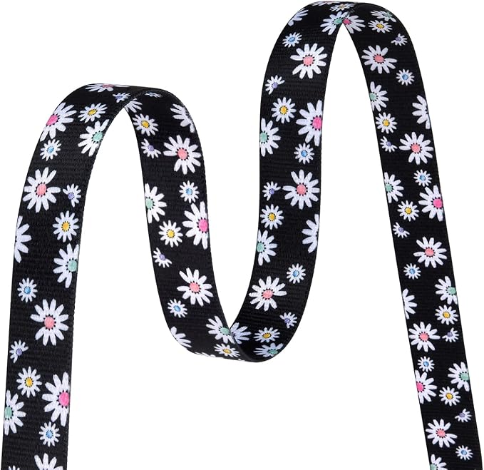 MarukoPet Dog Collar and Leash Set, Adjustable for Small Medium Large Dogs Puppy, Cute Design with Bohemia Floral Tribal Geometric Patterns Boys Girls Dog Collar(Black Daisy Set,S)
