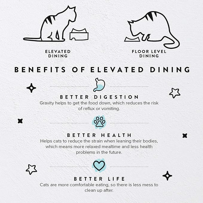 CatGuru Food Table for Cat Bowls, Elevated Feeding Station for Cat Food Bowl, Raised Stand For Pet Food and Water Bowls, Pet Feeder For Indoor Cats, Stress Free Stand For Pet Dishes (Bamboo, Standard)