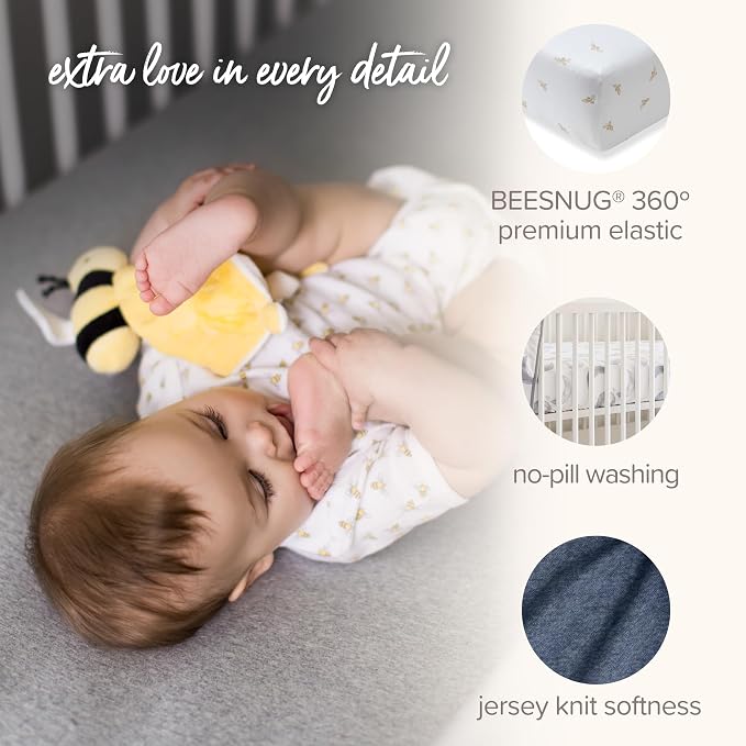 Burt's Bees Baby Organic Cotton Fitted Crib Sheet, Breathable Baby Bedding, Infant and Toddler Bed Sheet for Boys and Girls