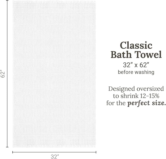 GILDEN TREE Waffle Towels for Bathroom, 100% Cotton Quick Dry Towel, Waffle Bath Towels Large, Absorbent Lightweight Travel Towel, Bath Towels Set of 2, Classic Style (White)