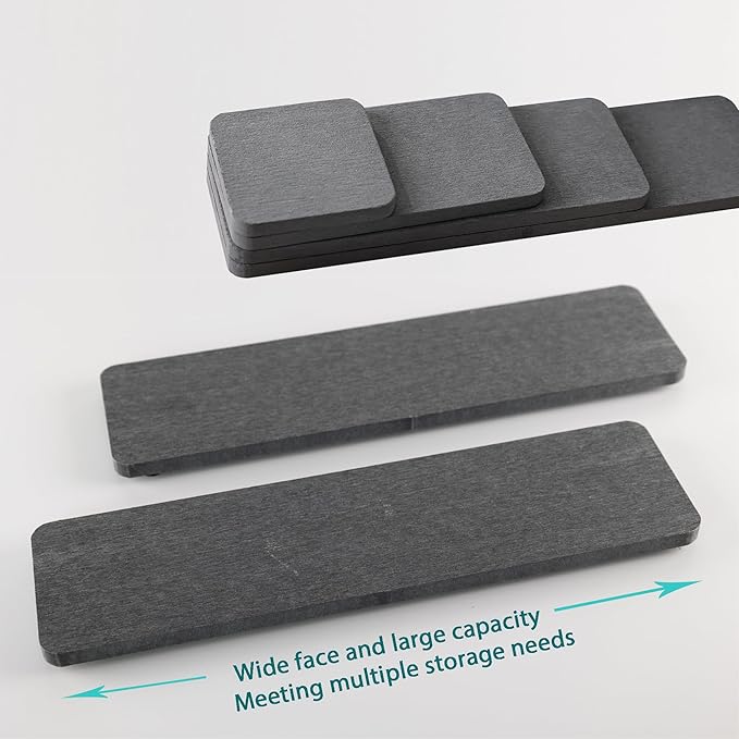 NiuYichee 2 Pcs Water Absorbing Stone Trays, Kitchen/Bathroom Sink Soap Dish, Diatomite Tray Used for Hand Soap & Cosmetic Bottles in The Modern Home, 3.15" W x 11.8" L, Dark Gray