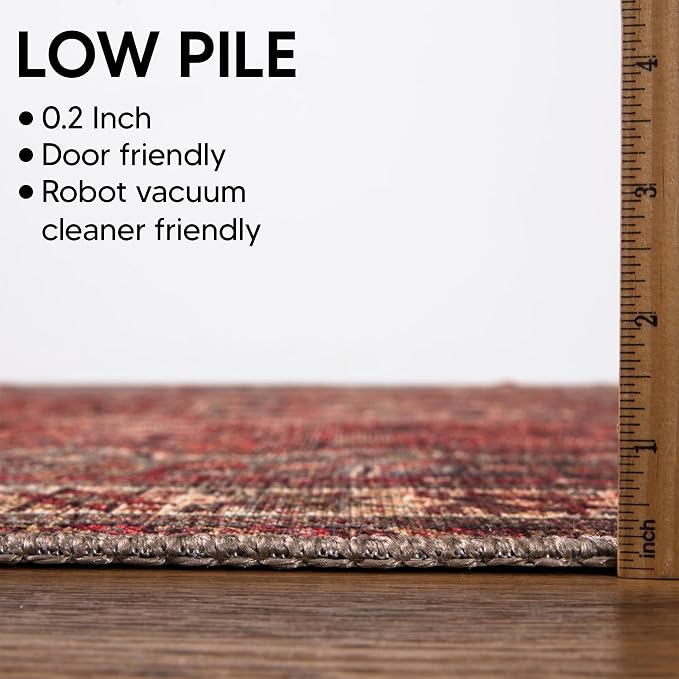 Keen Home Design 8x10 Rug - Machine Washable Area Rug with Non-Slip Backing, Ideal for Living Room, Dining Room, Bedroom - Vintage, Easy Clean, Durable, Low Pile Rug - (8' x 10')