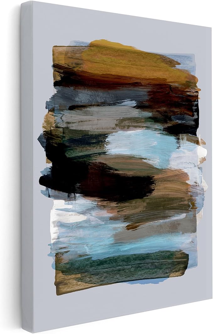 Monem Art Abstract Earth Tone Brushstroke Print - Modern Painterly Art Poster - Wall Decor for Living Room, Bedroom or Office - 12x16 STRETCHED CANVAS Wall Art by Mareike Bohmer