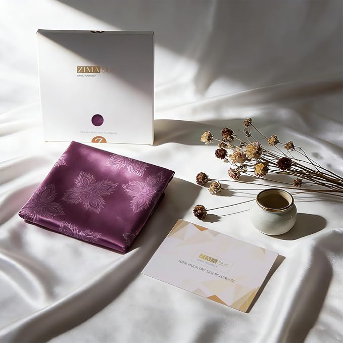ZIMASILK 100% Pure Mulberry Silk Pillowcase for Hair and Skin Health, Soft and Smooth, Both Sides Premium Grade 6A Silk, 600 Thread Count, with Hidden Zipper, 1pc (King 20"x36", Dark Mauve)