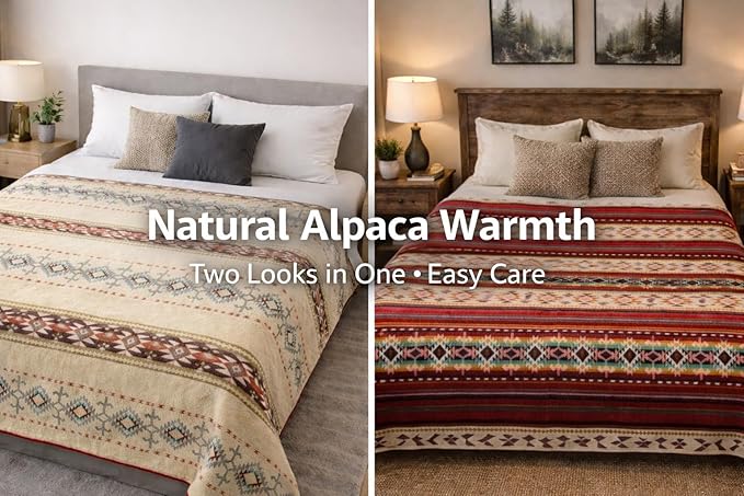 Alpaca Wool Blanket Queen 94x78 in | Ultra Soft, Non-Itchy & Breathable | Premium Alpaca Blanket | Warm, Hypoallergenic Natural Fiber | Handmade Luxury Throw for Bed or Sofa (Fire Red)