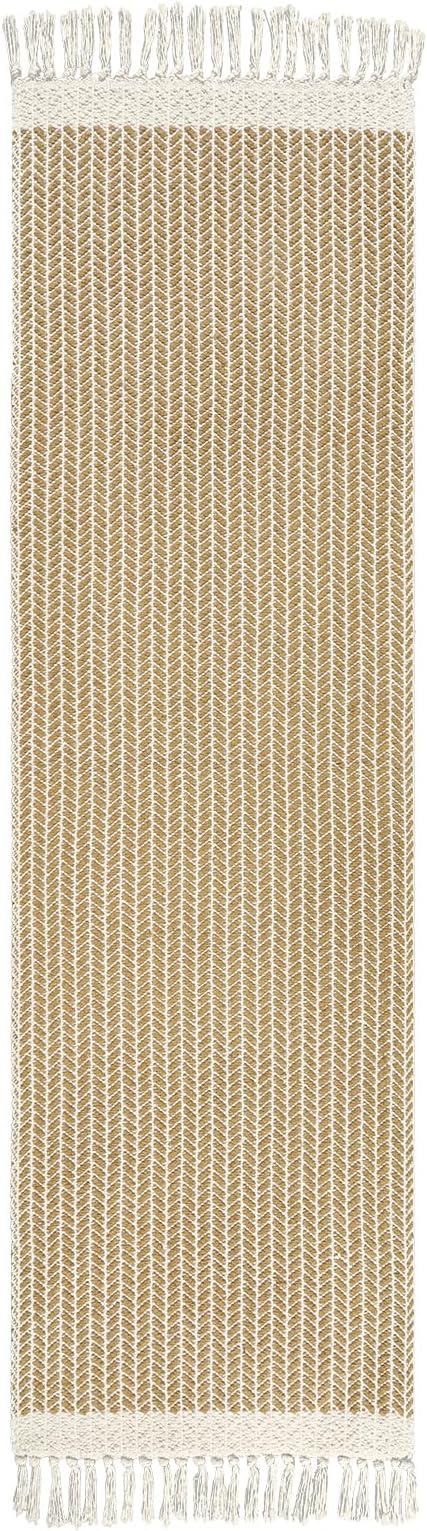 Lahome Belle Boho Laundry Room Rug, 2x7 Runners for Hallways Lightweight Entry Woven Cotton Runner Rug with Tassels, Farmhouse Non Shedding Washable Rugs Low Pile Runner for Kitchen Bathroom, Khaki