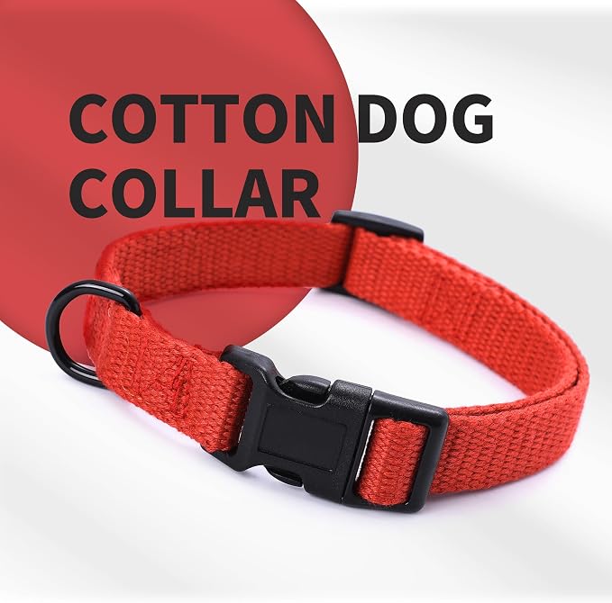 Mile High Life Dog Collar Puppy Collar, Dog Collars for Small Dogs Soft and Strong Poly Cotton Fabric, Blue, Medium Neck 13""-17"" -40 lb, Red