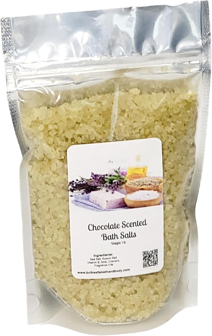 Bath Salts | 1lb Bag (16oz.) | Choose Your Scent | Epsom Salt | Sea Salt| Bathing | Body Care | Beauty | Relaxation | Spa | Pedicure | Manicure | Soak (Chocolate)