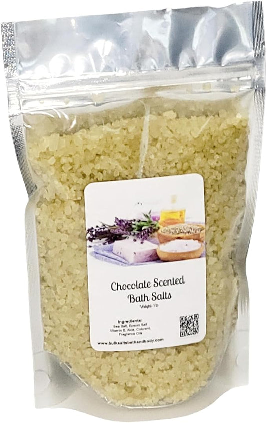 Bath Salts | 1lb Bag (16oz.) | Choose Your Scent | Epsom Salt | Sea Salt| Bathing | Body Care | Beauty | Relaxation | Spa | Pedicure | Manicure | Soak (Chocolate)