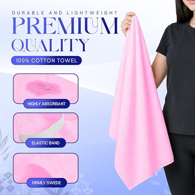 Lili&James Cotton Hair Towel Wrap for Women/Kids | Quick Dry, Soft & Absorbent Hair Wrap Towels with Double Button (Pack of 1, Pink Large)