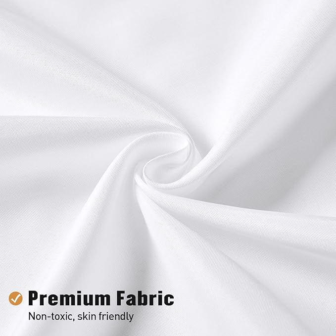 MitoVilla Long Fabric Shower Curtain Liner, Soft & Lightweight Shower Curtain Liner for Hotel, Machine Washable, Waterproof, 72x78 Inch, White