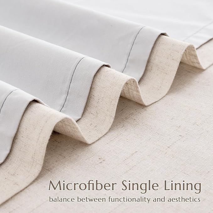 jinchan 100% Blackout Curtains 84 Inch Length 2 Panels Set Thermal Insulated Farmhouse Curtains for Bedroom Living Room Neutral Linen Drapes Light Blocking Grommet Window Treatments Natural 7FT