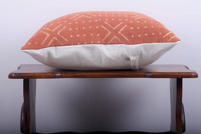 Trade Star 100% Cotton Throw Cushion Cover Designer Cushion Cover Handmade Square Pillow Case Authentic Mudcloth Bed Cushion Case (Rust NOVA 18X18 INCHES)