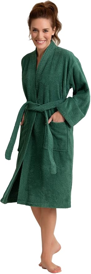Women's Turkish Terry Kimono Style Bathrobe - 100% Cotton Robe for Women - Comfortable & Absorbent - Soft & Cozy Wear