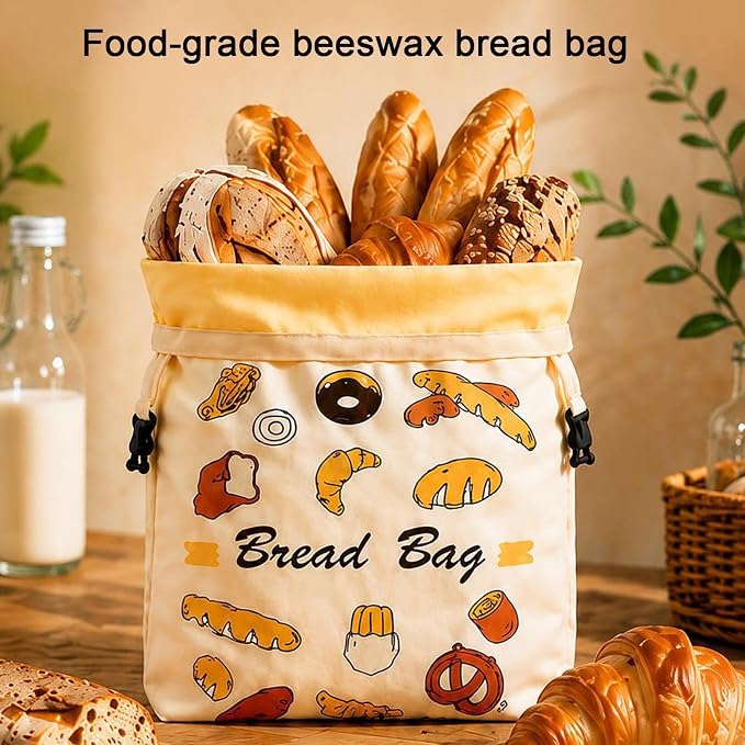 Beeswax Bread Bags for Sourdough Reusable Loaf Freshness Keeping Pouch | Sourdough Storage Bread Bag for Bakers Baking Bakery Kitchen Camping Picnic Cafe Home Food Fruit
