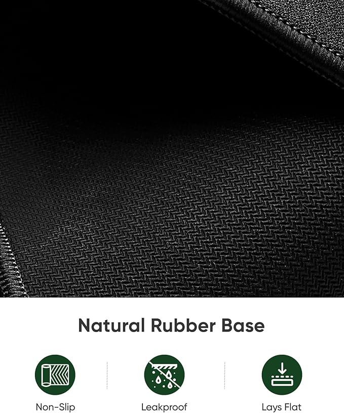 ALOANES Black Waterproof Desk Mat, Large, with Extended Mouse Mat, Office Desk Protector with Anti-Slip Base, Stitched Edge, Grain Jacquard Surface, Perfect for Gamer, Home, XL,11.81''x27.56''x0.12'