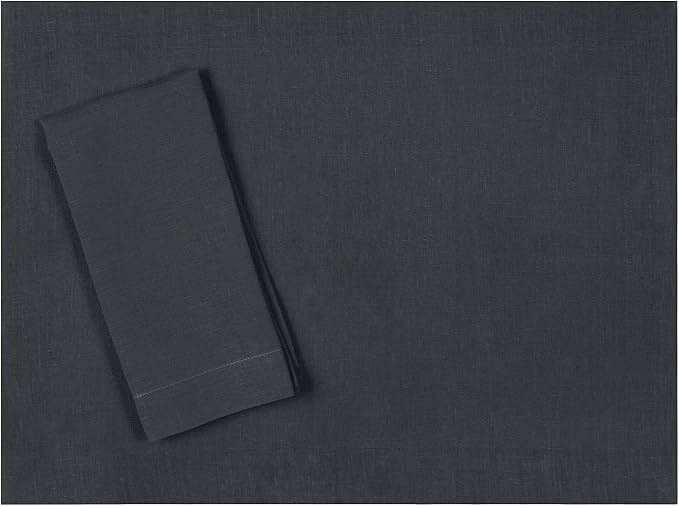 Huddleson Slate Charcoal Grey Linen Napkin 20x20 (Set of Four) Luxury Italian Linen Napkin Sewn in US