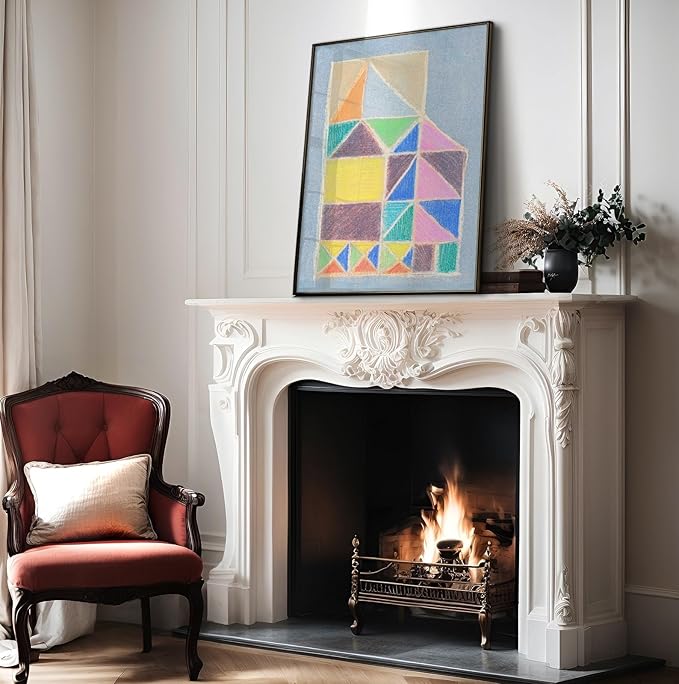 Monem Art Colorful Abstract House Painting Print - Bright Geometric Modern Art Poster - Wall Decor for Living Room, Bedroom or Office - 12x16 Unframed Wall Art by Renee Stramel