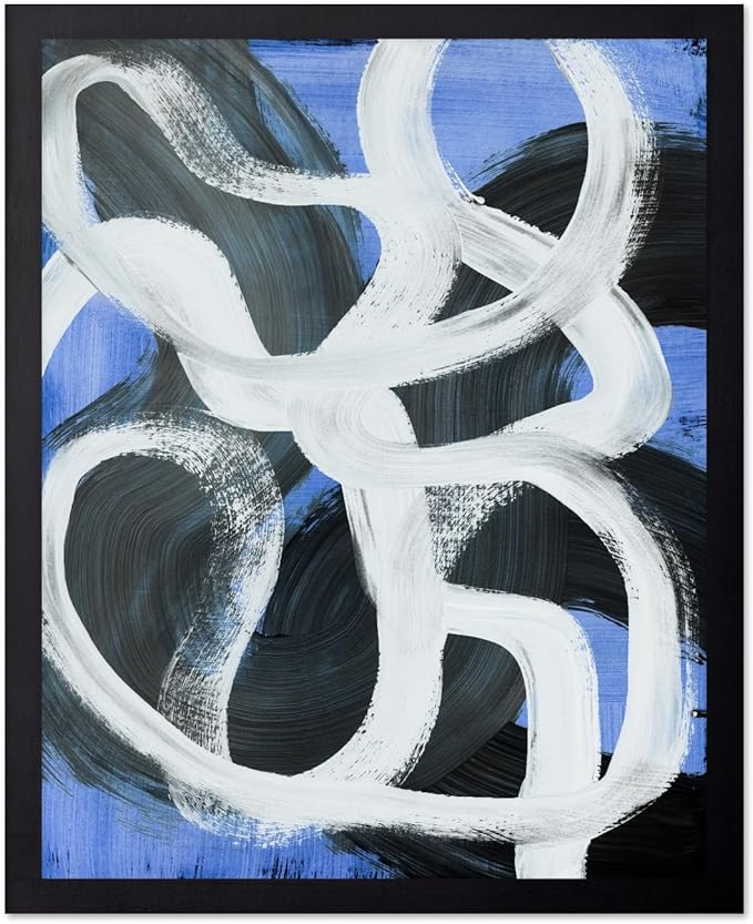 Monem Art Bold Blue Brushstroke Abstract Print - Modern Textured Line Art Poster - Wall Decor for Living Room, Bedroom or Office - 16x20 Unframed Wall Art by Mareike Bohmer