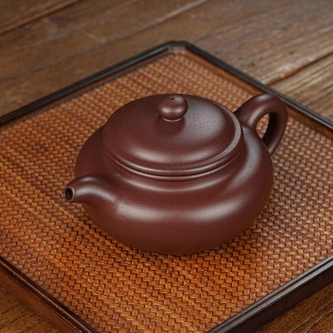Fine Zisha Teapot Series,Chinese Genuine Handmade Yixing Purple Clay Tea Pot 12.8 Oz,Infuse Brew Kungfu Tea Maker -Fanggu Teapot