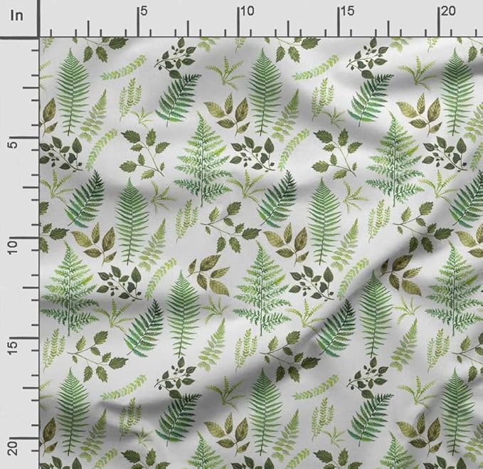 Soimoi Lightweight Velvet Fabric - Green - Leaves Print, Unstitched Material - 58" Wide, Perfect Fabric for Upholstery, Fashion and Craft Projects, 1 Yard