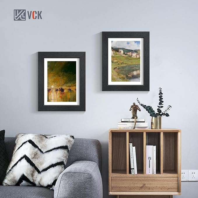 VCK 8.5x11 Picture Frame Black - 2 Pack, Gallery-Quality Wood Poster Frames, 1.1-Inch Wide Border, Polished Plexiglass, Vertical or Horizontal Wall & Tabletop Display for Photo/Certificates/Prints