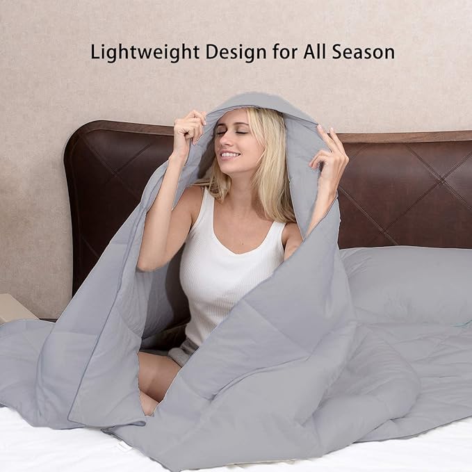 All Season Hypoallergenic Luxurious Down Alternative Cotton Comforter, Ultra-Soft 750 Fill-Power Alaskan King Size Measures 132" x 120", Silver