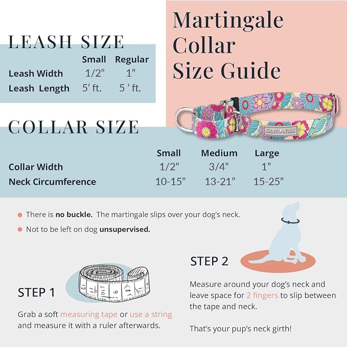 Lucky Love Dog Martingale Dog Collar - Adjustable, No-Slip, Durable, & Soft Webbing Collar for Male and Female Dogs Ideal for Training & Walking - Scotty, Small