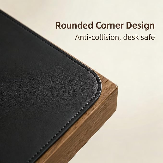 27.5 X 42 Inch XL Desk Mat Desktop Protector Non-Slip PU Leather Desk Pad Blotter Laptop Computer Keyboard Mouse Pad Writing Mat Table Cover for Women Men Rctangular Waterproof Black