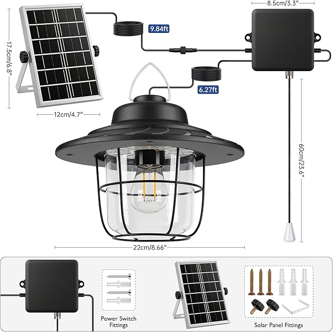 ropelux Solar Shed Lights Outdoor Indoor, 2000 Lumems Solar Light with Pull String, Cool & Warm White All Day Working Solar Chicken Coop Lamp, Waterproof for Gazebo, Shop, Garage, Barn, Porch