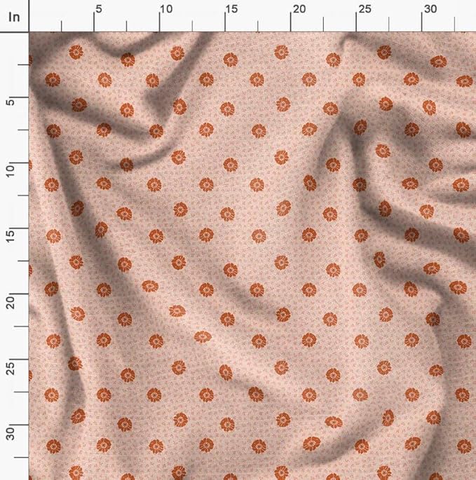 Soimoi Lightweight Cotton Voile Fabric, Orange - Floral Print, Unstitched Material - 42 Inch Width, Ideal For Making Summer Dresses, Blouses, Scarves, Lingerie, Sheer Curtains, Garment Linings, 1 Yard