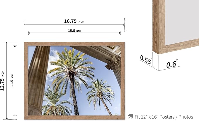 Monem Art Palermo Palm Trees Sicily Print - Tropical European Architecture Poster - Wall Decor for Living Room, Bedroom or Office - 12x16 Beige Framed Wall Art by Mareike Bohmer