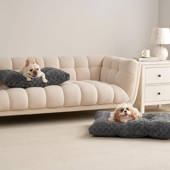 EHEYCIGA XXL Washable Dog Bed for Crate 47x29 Inch, Kennel Pad for Extra Large Dogs Up to 100 lbs, Plush and Comfy Pet Sleeping Mat, Charcoal